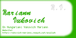 mariann vukovich business card